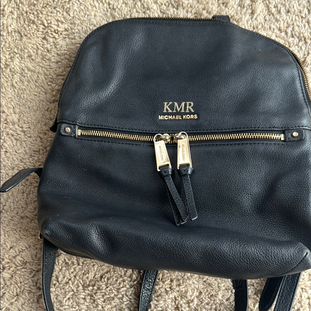 Michael Kors Medium Black Leather Backpack purse